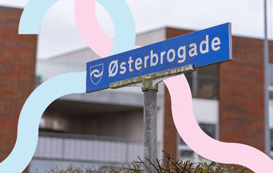 Billede af vejskiltet ved Østerbrogade.